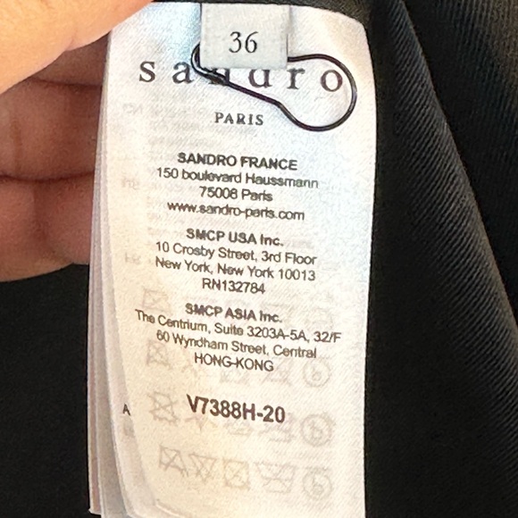 Sandro Black Nicky Velvet Pocket Collar Structured Double Breasted Blazer, SZ 36 - Picture 9 of 14